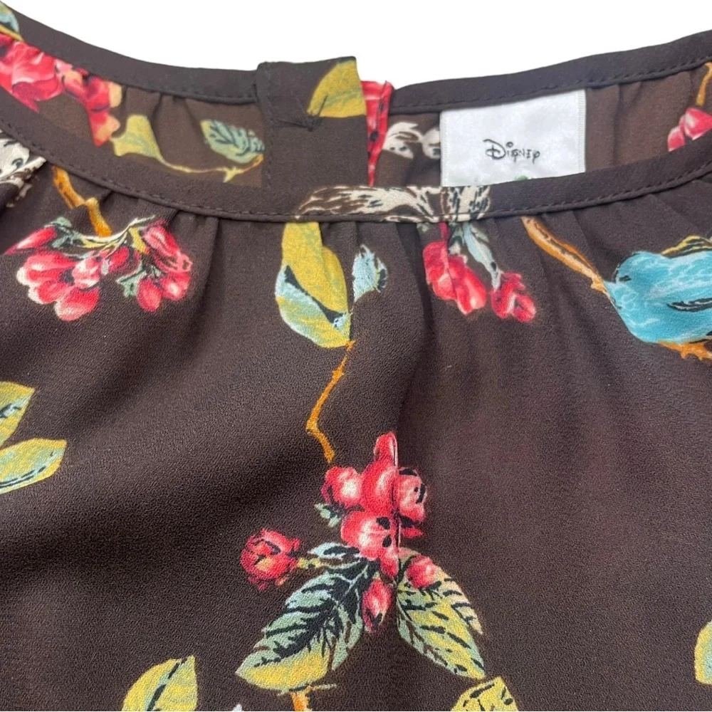 Disney Snow White LC Lauren Conrad Collection Women’s Small Brown Floral Blouse
